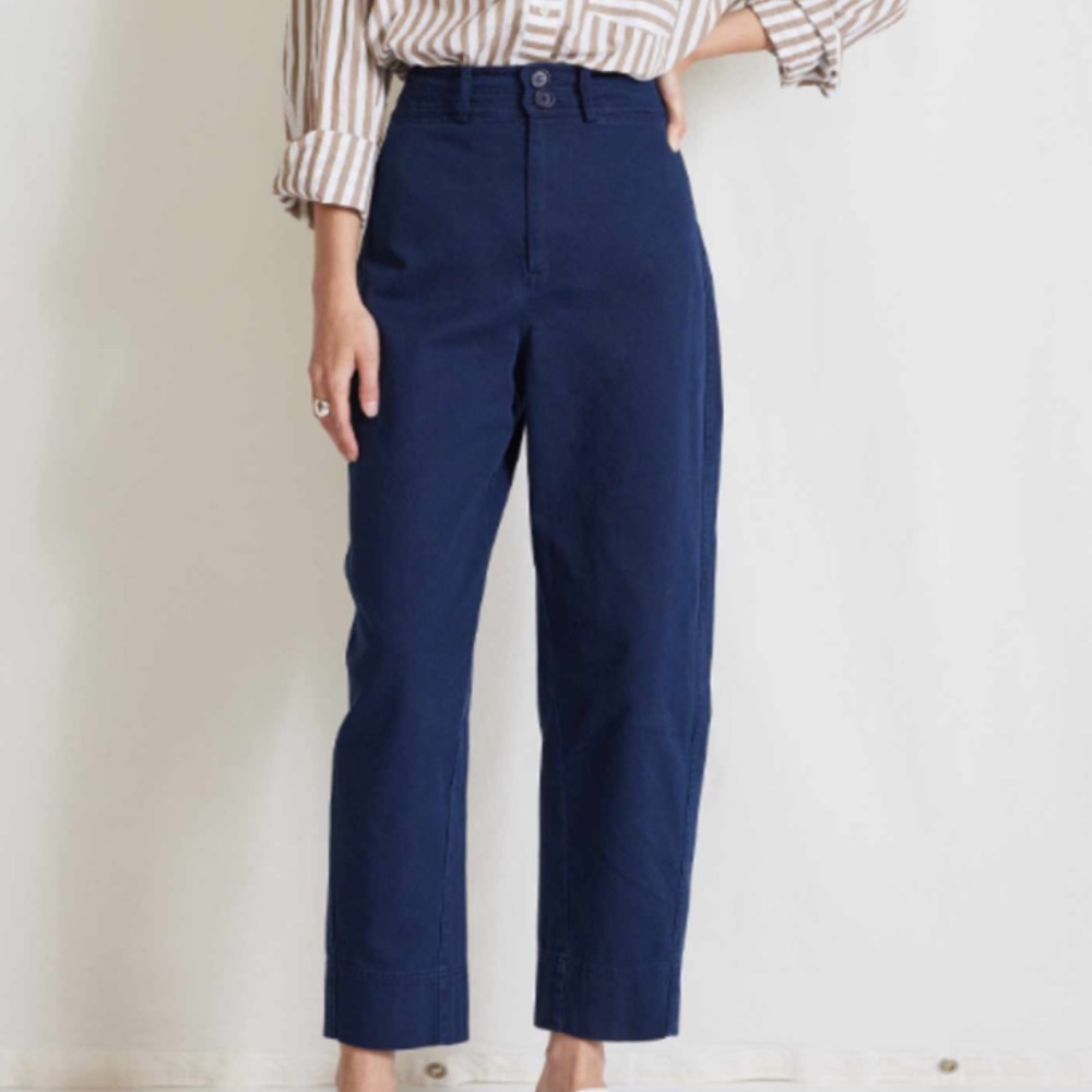 Apiece Apart Chino Mari Barrel Pant, Size 8, Navy